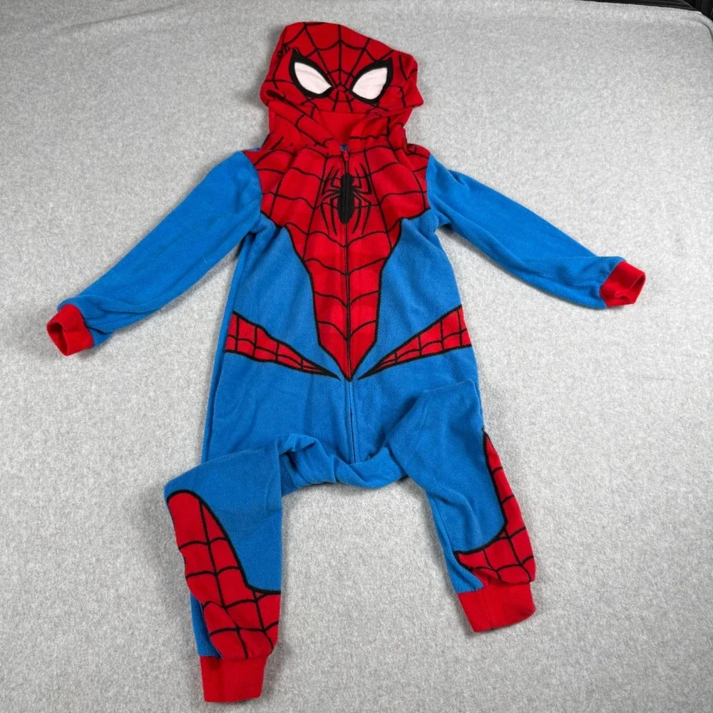 Marvel Spider-Man Union Suit 4/5 Blue Red Superhero Cosplay Fleece Pajamas